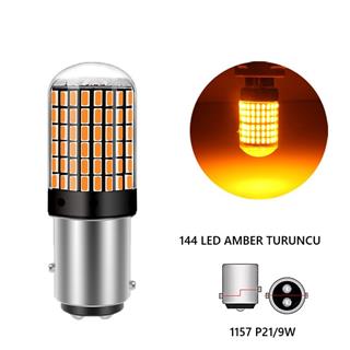 Oto Led Park Ve Fren Ampulü 1157  P21/9W Çift Tırnak 144 Led Turuncu Ampul 2 ADET