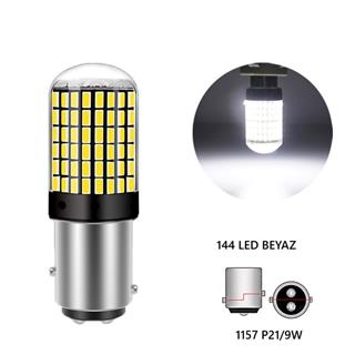 Oto Led Park Ve Fren Ampulü 1157  P21/9W Çift Tırnak 144 Led Beyaz Ampul 2 ADET