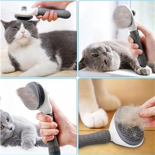 Otomatik Temizlenen Evcil Hayvan Kedi Köpek Masaj Etkili Tüy Toplayıcı Tarak GRİ