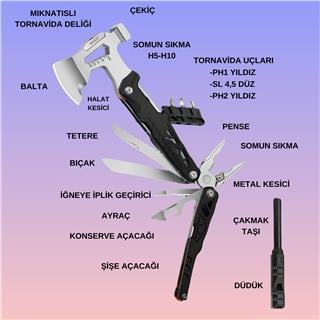 Outdoor Profesyonel Balta Çakı Çekiç Pense Kamp Piknik Ve Doğa Çok Fonksiyonlu Alet Seti