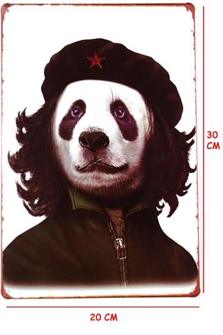 Panda Duvar Süsü Dekor Retro Metal Tabela 30x20 Cm