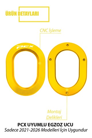 Pcx Cnc Metal Egzoz Ucu GOLD