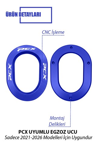 Pcx Cnc Metal Egzoz Ucu MAVİ