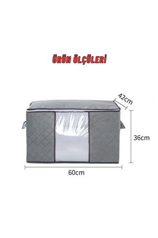 Pencereli Saklama Hurcu 3 AD Yastık Yorgan Kıyafet Hurç Dolap İçi Ve Baza Altı Kullanım 60X42X36 CM