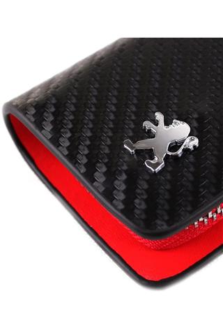 Peugeot Uyumlu Karbon Desen Deri Cüzdan Anahtarlık