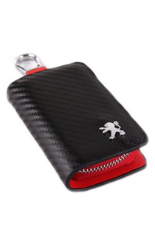 Peugeot Uyumlu Karbon Desen Deri Cüzdan Anahtarlık