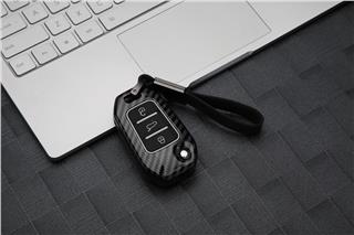 Peugeot Uyumlu Karbon Metal Sustalı Anahtar Kılıfı