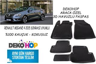 RENAULT MEGANE 4 2015 SONRASI Araca Özel Oto Paspas 3D Havuzlu Kauçuk Paspas