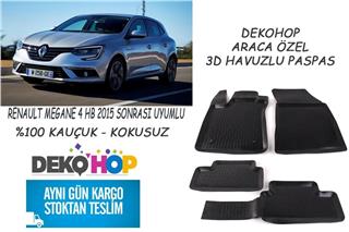 RENAULT MEGANE 4 HB 2015 SONRASI 3D Havuzlu Araca Özel Kauçuk Oto Paspas