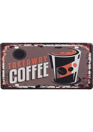 Retro Dekorasyon Coffee Take Away Metal Tabela Duvar Süsü 30X15