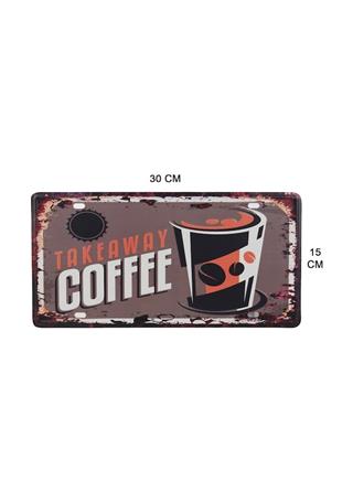 Retro Dekorasyon Coffee Take Away Metal Tabela Duvar Süsü 30X15