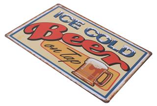 Retro Dekoratif Duvar Süsü ICE COLD Metal Tabela 30X20 Cm