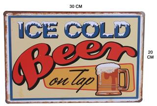 Retro Dekoratif Duvar Süsü ICE COLD Metal Tabela 30X20 Cm