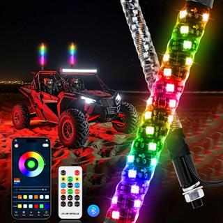 Rgb Led Işıklı Kırbaç Bayrak Anten Çubuğu 150cm Off‑road Atv Utv Uygulama Kumandalı Yüksek Parlaklık