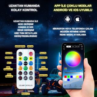 Rgb Led Işıklı Kırbaç Bayrak Anten Çubuğu 150cm Off‑road Atv Utv Uygulama Kumandalı Yüksek Parlaklık