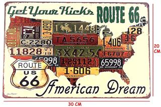 Route 66 American Dream Dekor Retro Metal Tabela 30X20 Cm