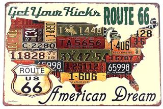 Route 66 American Dream Dekor Retro Metal Tabela 30x20 Cm
