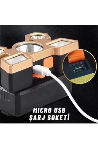 Şarjlı Ayarlanabilir Kafa Lambası Kamp Balıkçılık Ultra Güçlü 4 Mod Kafa Feneri