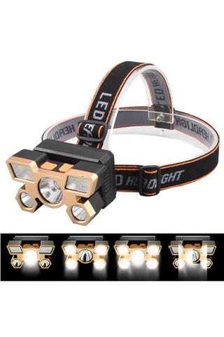 Şarjlı Ayarlanabilir Kafa Lambası Kamp Balıkçılık Ultra Güçlü 4 Mod Kafa Feneri