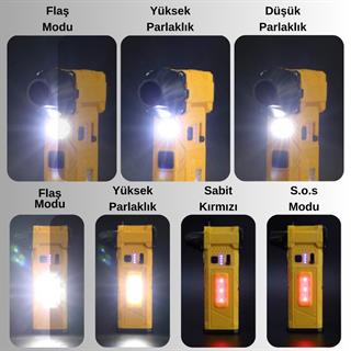 Şarjlı Jet Turbo Fan Araç Kurutucu Led Işık Çakar İkaz Devir Ayarlı Mangal Üfleme Klavye Temizleme