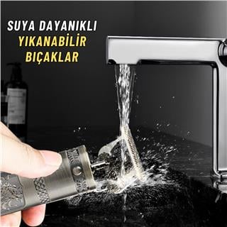 Şarjlı Traş Makinesi Metal Gövdeli Sıfır Kesim Saç Sakal Ve Vücut Çelik Bıçaklı  Traş Makinesi