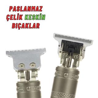 Şarjlı Traş Makinesi Metal Gövdeli Sıfır Kesim Saç Sakal Ve Vücut Çelik Bıçaklı  Traş Makinesi