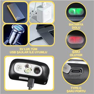 Sensörlü Kafa Lambası Kamp Balıkçılık ve Günlük Yaşam Şarjlı Led Işık