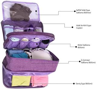 Seyahat İç Çamaşırı Ve Kişisel Eşya Taşıma Ve Saklama Çantası (MOR)