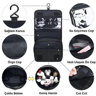 Seyahat Traş Makyaj Kişisel Bakım Kozmetik Ürünleri Çok Bölmeli Organizer Çanta