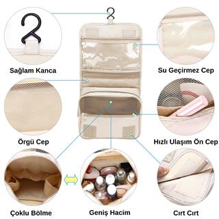 Seyahat Traş Makyaj Kişisel Bakım Kozmetik Ürünleri Çok Bölmeli Organizer Çanta