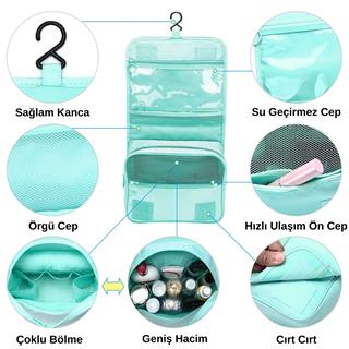 Seyahat Traş Makyaj Kişisel Bakım Kozmetik Ürünleri Çok Bölmeli Organizer Çanta