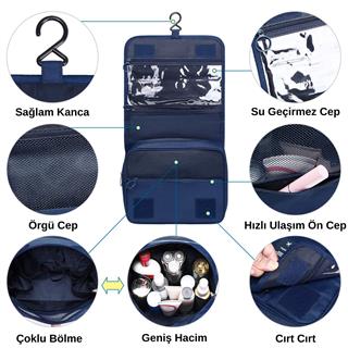 Seyahat Traş Makyaj Kişisel Bakım Kozmetik Ürünleri Çok Bölmeli Organizer Çanta