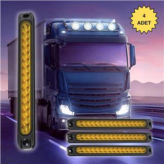 Sinyal LED Barı Parmak LED Çakarlı 12V-24V 15 Ledli 3 Mod Etek Lamba Offroad Kamyon Tır Dorse 4 Adet