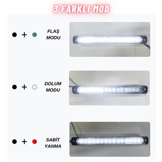 Sinyal LED Barı Parmak LED Çakarlı 12V-24V 15 Ledli 3 Mod Etek Lamba Offroad Kamyon Tır Dorse 4 Adet