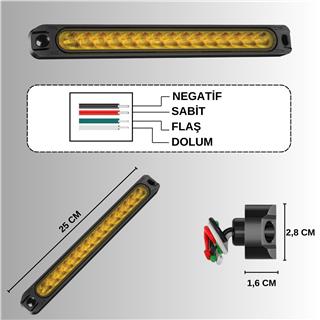 Sinyal LED Barı Parmak LED Çakarlı 12V-24V 15 Ledli 3 Mod Etek Lamba Offroad Kamyon Tır Dorse 4 Adet