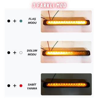 Sinyal LED Barı Parmak LED Çakarlı 12V-24V 15 Ledli 3 Mod Etek Lamba Offroad Kamyon Tır Dorse 4 Adet