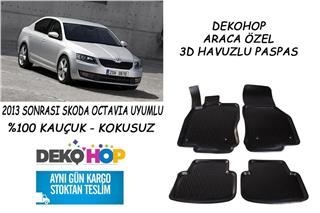 Skoda Octavia 2013 SONRASI Araca Özel 3D Havuzlu Kauçuk Paspas