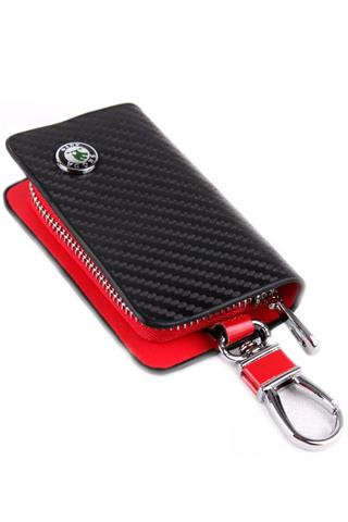 SKODA Uyumlu Karbon Desen Deri Cüzdan Anahtarlık