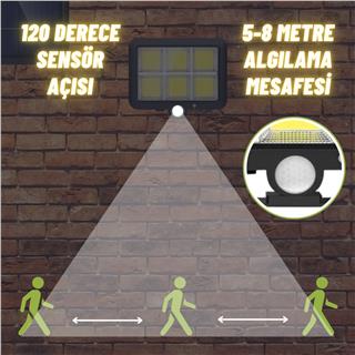 Solar Aydınlatma 120 COB LED Çok Modlu 5 Mt Kablolu Güneş Enerjili Duvar Lambası