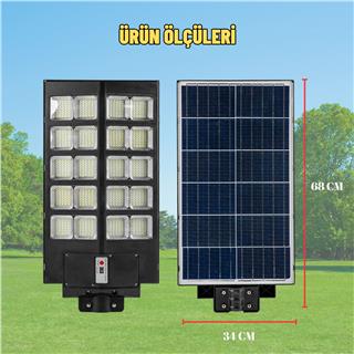 Solar Güneş Enerjili 1000W Kumandalı Hareket Sensörlü 800 Led Bahçe Sokak Aydınlatma Lambası 6V/30W