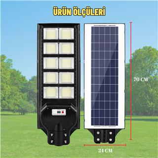 Solar Güneş Enerjili 1000W Kumandalı ve Hareket Sensörlü 1000 Led Bahçe ve Sokak Aydınlatma Lambası 