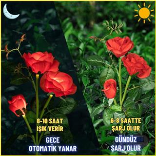 Solar Güneş Enerjili 3 Lü Gül Aplik LED Lamba Bahçe Veranda Merdivenlerinizde Şık Peyzaj Aydınlatması 2 Li Set
