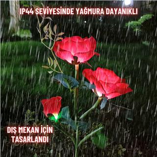 Solar Güneş Enerjili 3 Lü Gül Aplik LED Lamba Bahçe Veranda Merdivenlerinizde Şık Peyzaj Aydınlatması 2 Li Set