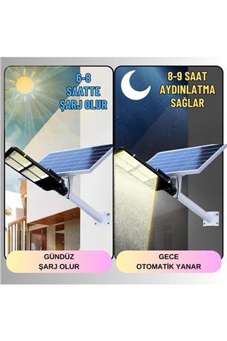 Solar Güneş Enerjili 400W Kumandalı Yönlendirilebilir Panelli Led Bahçe Sokak Aydınlatma Lambası