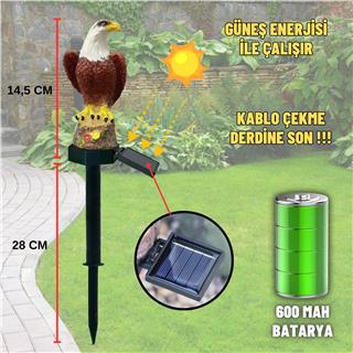 Solar Güneş Enerjili Aplik Kartal Led Lamba ile Bahçe, Veranda ve Merdivenlerinizde Şık Peyzaj Aydınlatması 1 Adet Saplamalı