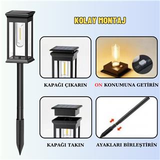 Solar Güneş Enerjili Aplik Led Lamba ile Bahçe, Veranda ve Merdivenlerinizde Şık Peyzaj Aydınlatması 4 Lü Saplamalı