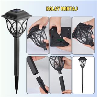 Solar Güneş Enerjili Aplik Led Lamba ile Bahçe, Veranda ve Merdivenlerinizde Şık Peyzaj Aydınlatması 6 Lı Saplamalı