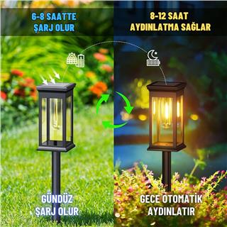 Solar Güneş Enerjili Aplik Led Lamba ile Bahçe, Veranda ve Merdivenlerinizde Şık Peyzaj Aydınlatması 4 Lü Saplamalı