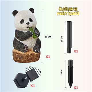 Solar Güneş Enerjili Aplik Panda Led Lamba Bahçe Veranda Merdivenlerinizde Şık Peyzaj Aydınlatması 1 Adet Saplamalı