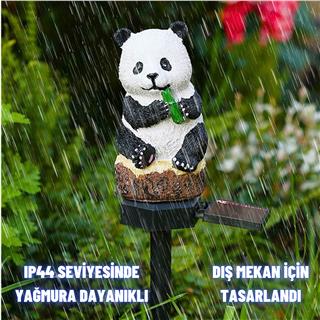 Solar Güneş Enerjili Aplik Panda Led Lamba Bahçe Veranda Merdivenlerinizde Şık Peyzaj Aydınlatması 1 Adet Saplamalı